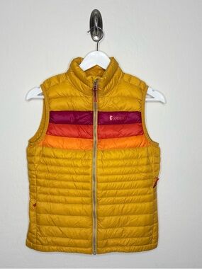 Cotopaxi Fuego Down Vest Size XS Amber Colorblock Puffer Gorpcore Outdoor